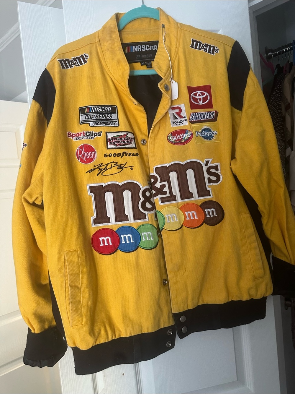 Vintage Kyle Busch M&Ms NASCAR 2xCupChampion JH Designs XL Racing Jacket